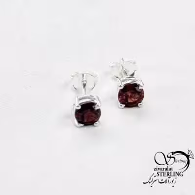 گوشواره نقره 925 عیار سنگ گارنت (زرشکی) کد 18386