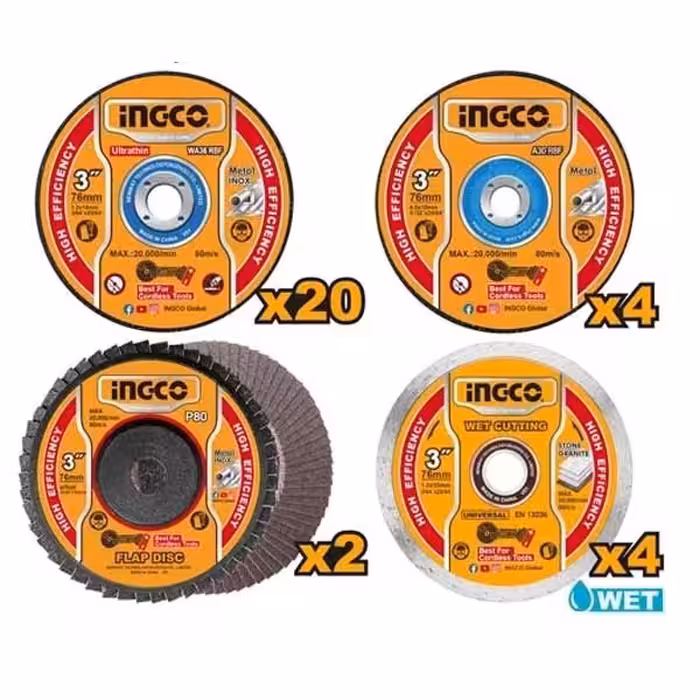 ست 30 عددی صفحه برش و سایش مینی فرز اینکو مدل MCD07630