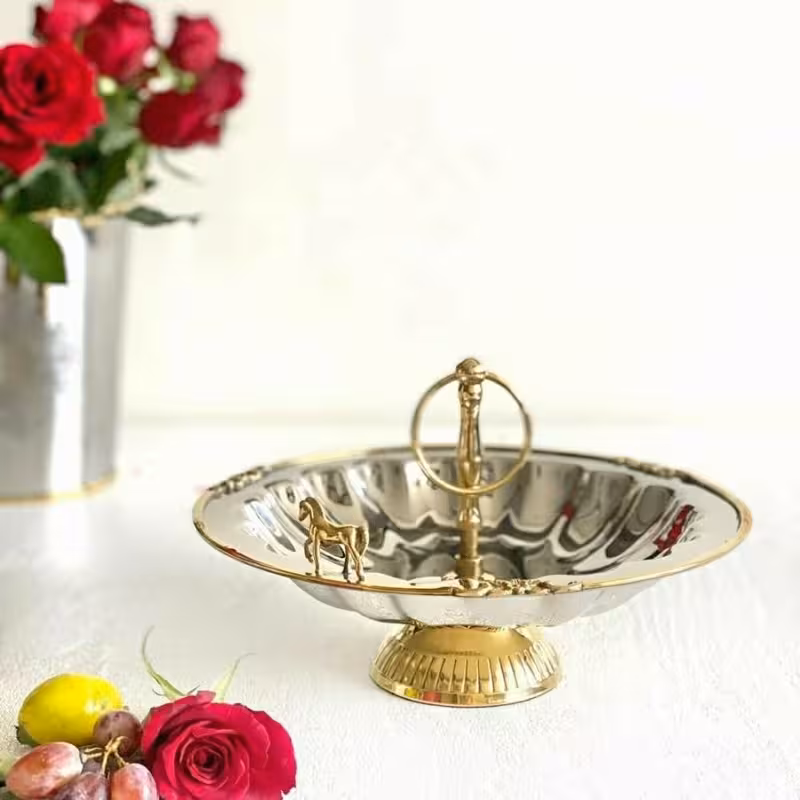 شکلات خوری استیل و برنج دسته دار مدل 7237