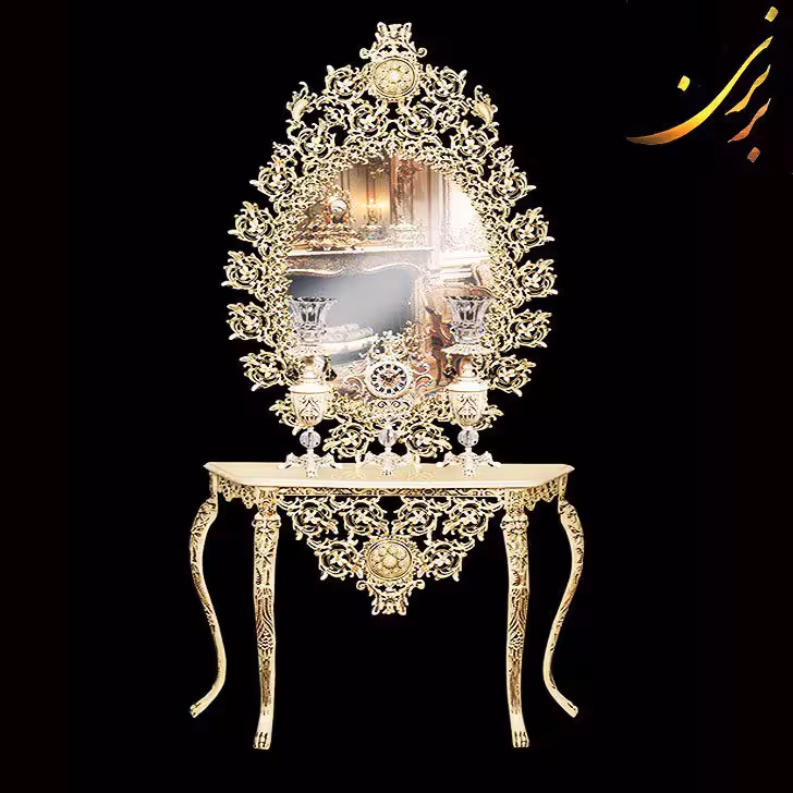 آینه کنسول با ساعت و شمعدان کد 77