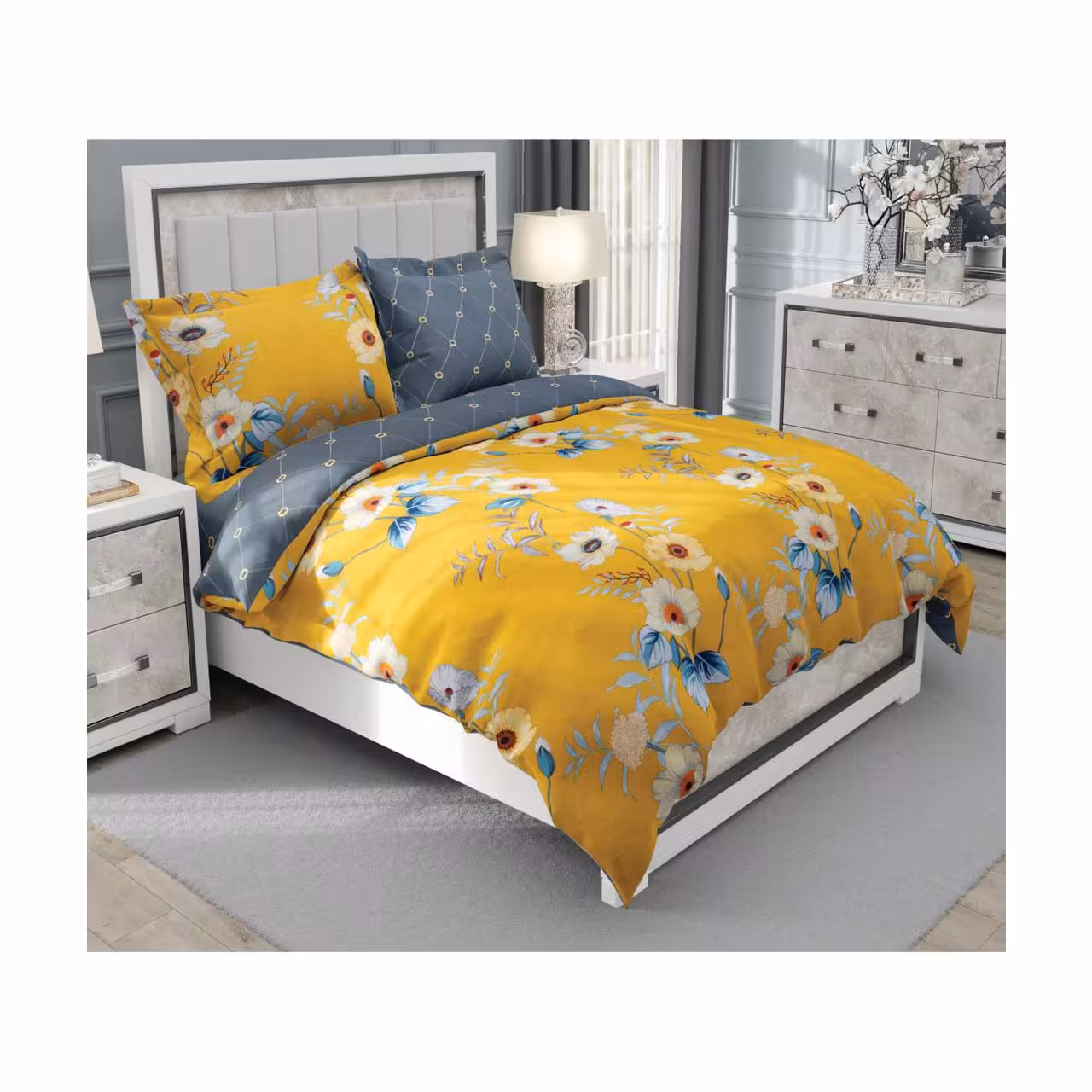 سرویس روتختی دو نفره کارینا مدل ساتین پنبه 6 تکه کد 190