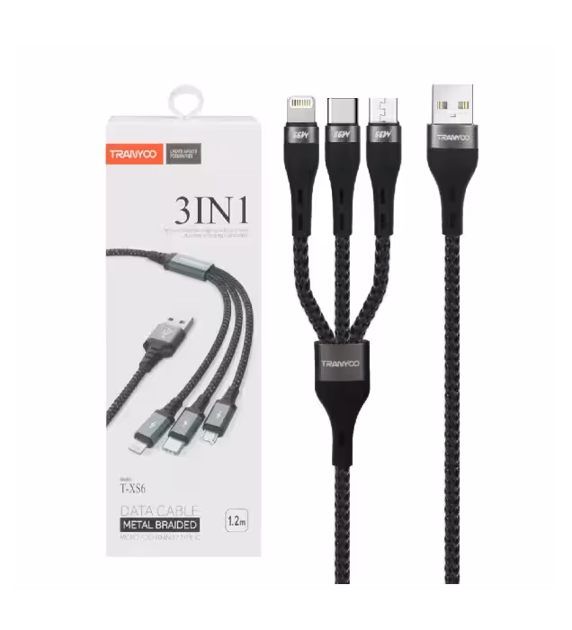 کابل شارژ فست 1.2 متری ترانیو مدل T-XS6