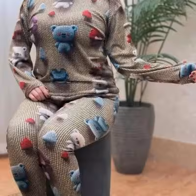 ست لباس شلوارمخمل سه بعدی