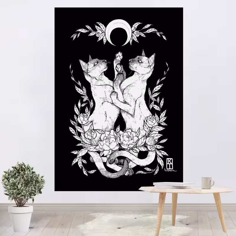 پوستر پارچه ای طرح تپستری گربه کد 0045