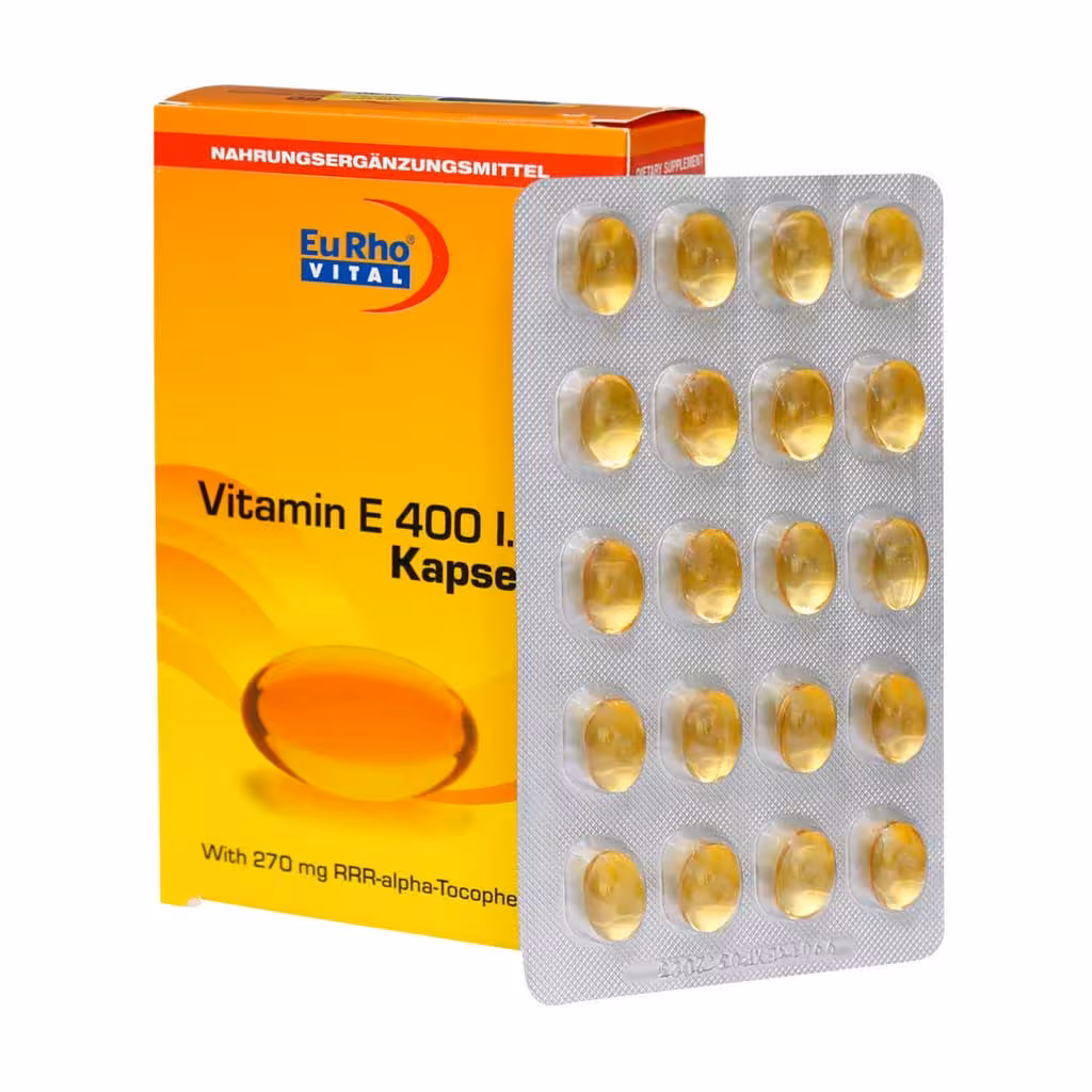 کپسول ویتامین e 400 یوروویتال 60 عددی Eurho Vital Vitamin E 400 IU Capsules