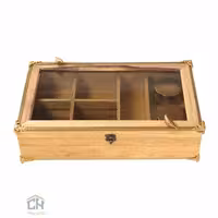 جعبه پذیرایی چوب و برنج مستطیل 5 خانه گلدکیش طرح WOOD مدل GK829652