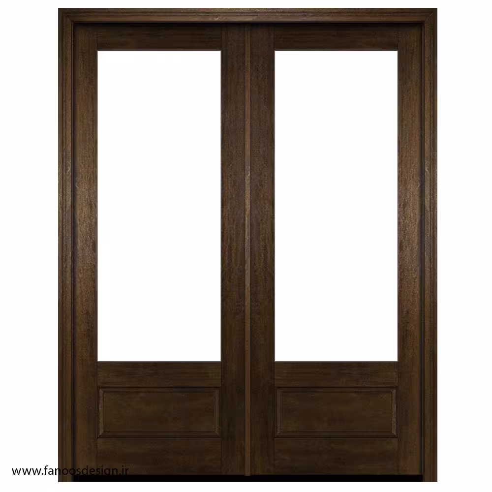 درب چوبی با شیشه بلند برای ورودی نشیمن کد 1194
