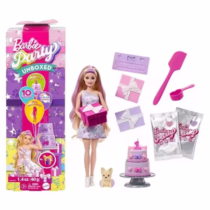 عروسک باربی مدل Papusa Party Unboxed Reveal Blonda