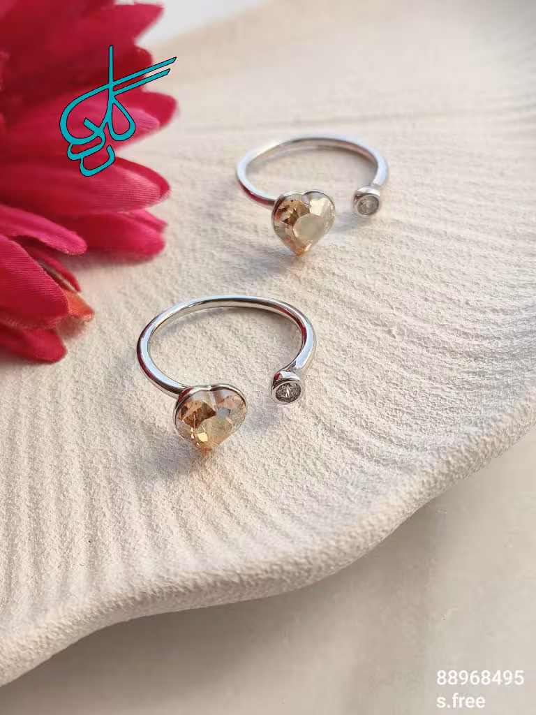 خرید انگشتر مارک ژوپینگ طرح سوارسکی نگین قلبی فری سایز کیفیت عالی رنگ ثابت استیل ضدزنگ کد 2016418 - ردگل