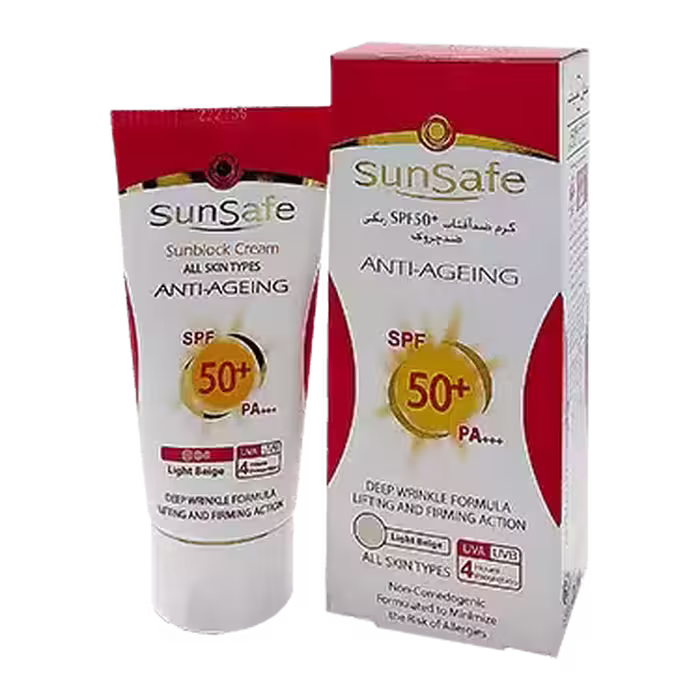 کرم ضد آفتاب ضد چروک SPF50 بژ روشن سان سیف