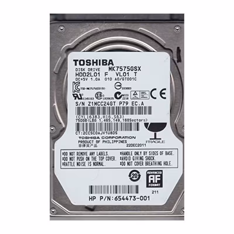 هارد لپ تاپ برند توشیبا مدل MK7575GSX ظرفیت 750 گیگ نو و آکبند با 2 سال گارانتی