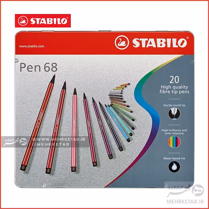 ماژیک 20 رنگ حرفه ای  استابیلو  Stabilo Pen 68 20-color Metal Tin Set