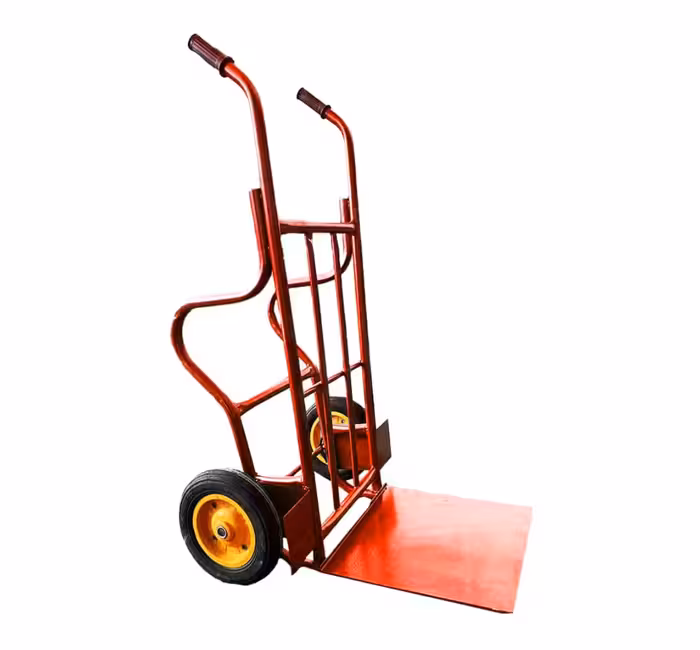 چرخ دستی حمل بار سنگین_تحمل بار تا 500 کیلوگرم ارتفاع چرخ دستی 135 سانتی متر ابعاد ورق کفی 50 * 50 وزن چرخ دستی 28 ضخامت ورق کفی 2 میل