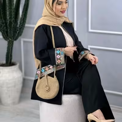 کت شلوارکرپ مازراتی با خرجکارهندی مدل گلبهار