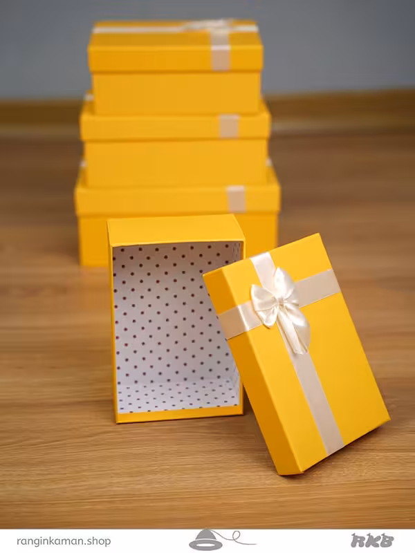 جعبه هدیه مستطیلی زرد (4سایز) Yellow rectangular gift box