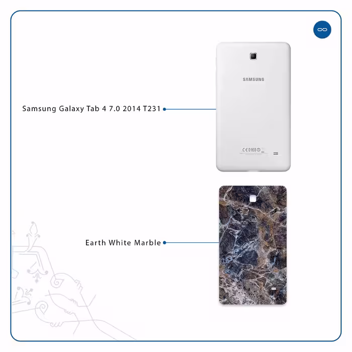 برچسب پوششی ماهوت مدل Earth-White-Marble مناسب برای تبلت سامسونگ Galaxy Tab 4 7.0 2014 T231