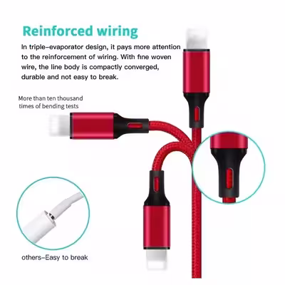 کابل تبدیل USB به MicroUSB/USB-C/لایتنینگ مدل 3:1 Flexi طول 1 متر