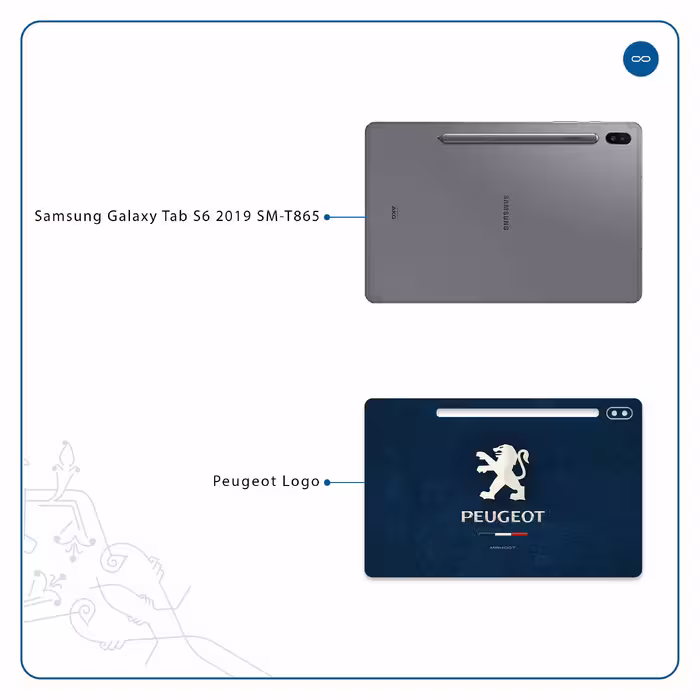 برچسب پوششی ماهوت مدل Peugeot-Logo مناسب برای تبلت سامسونگ Galaxy Tab S6 2019 SM-T865