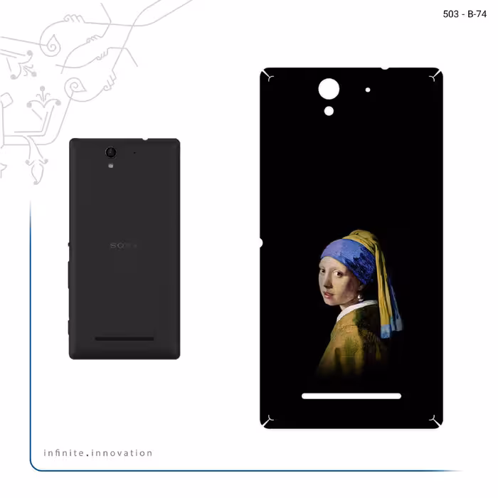 برچسب پوششی ماهوت مدل Girl with a Pearl Earring of Vermeer مناسب برای گوشی موبایل سونی Xperia C3 Dual