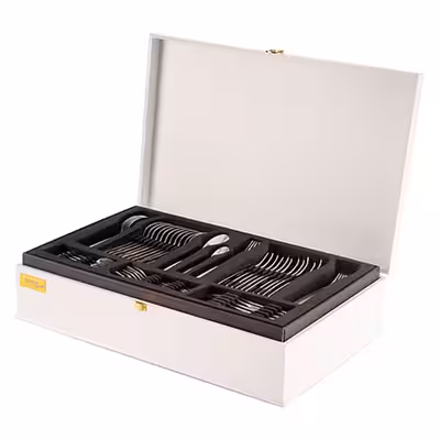 سرویس قاشق و چنگال 86 پارچه ناب استیل مدل فلورانس ساده