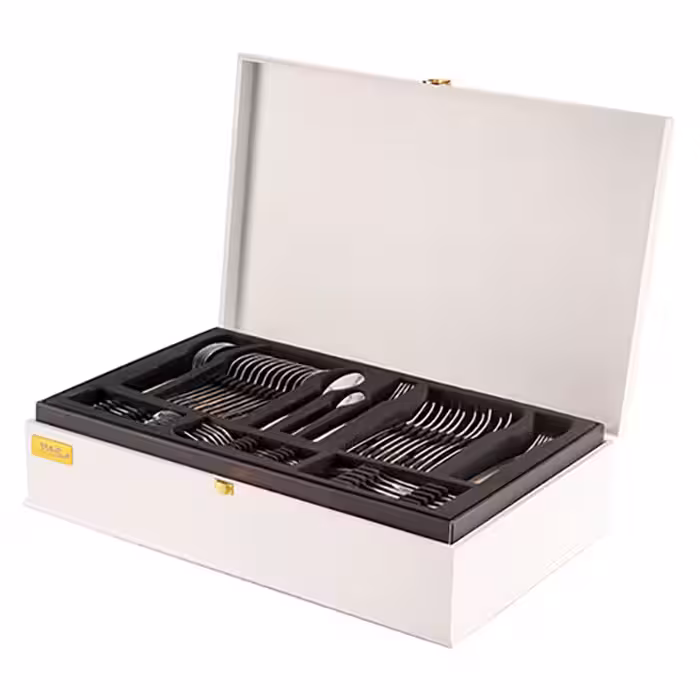 سرویس قاشق و چنگال 86 پارچه ناب استیل مدل فلورانس ساده