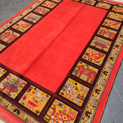 فرش دستبافت یک و نیم متری طرح زمینه ساده کد AA477