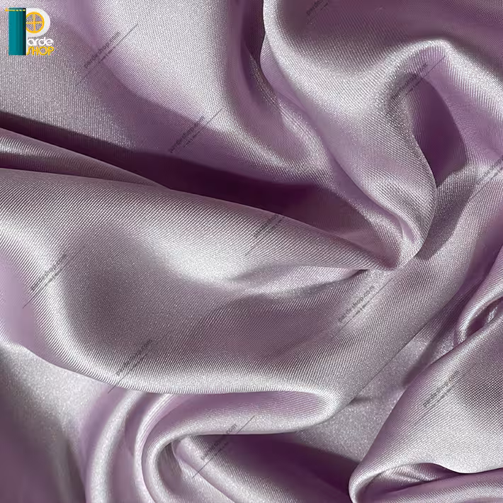 آستر پرده ساتن رنگ یاسی همراه دوخت و نوار