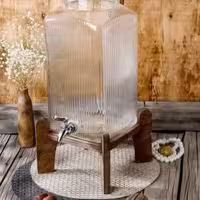 کلمن شیشه ای با پایه و درب چوبی