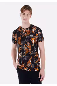 تی شرت پنبه یقه دار معمولی مناسب و آستین کوتاه مردانه چاپ شده مردان T SHIRT Colin’s