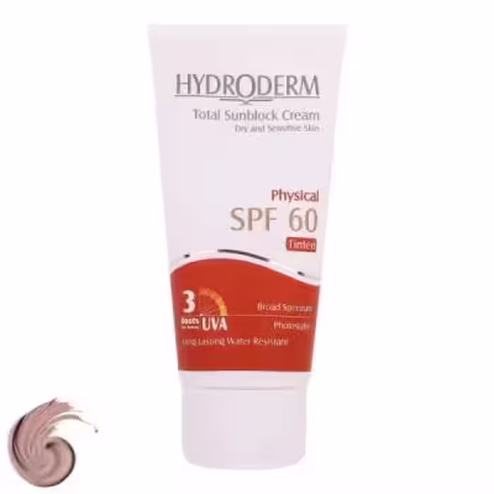 کرم ضد آفتاب رنگی هیدرودرم SPF60 مدل Phisical Tinted ‌مناسب پوست‌های حساس، حجم 50 میلی‌لیتر