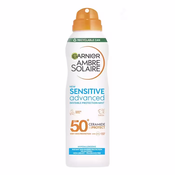 اسپری ضد آفتاب گارنیر Garnier مدل Sensitive Advanced و SPF 50 حجم 150 میل