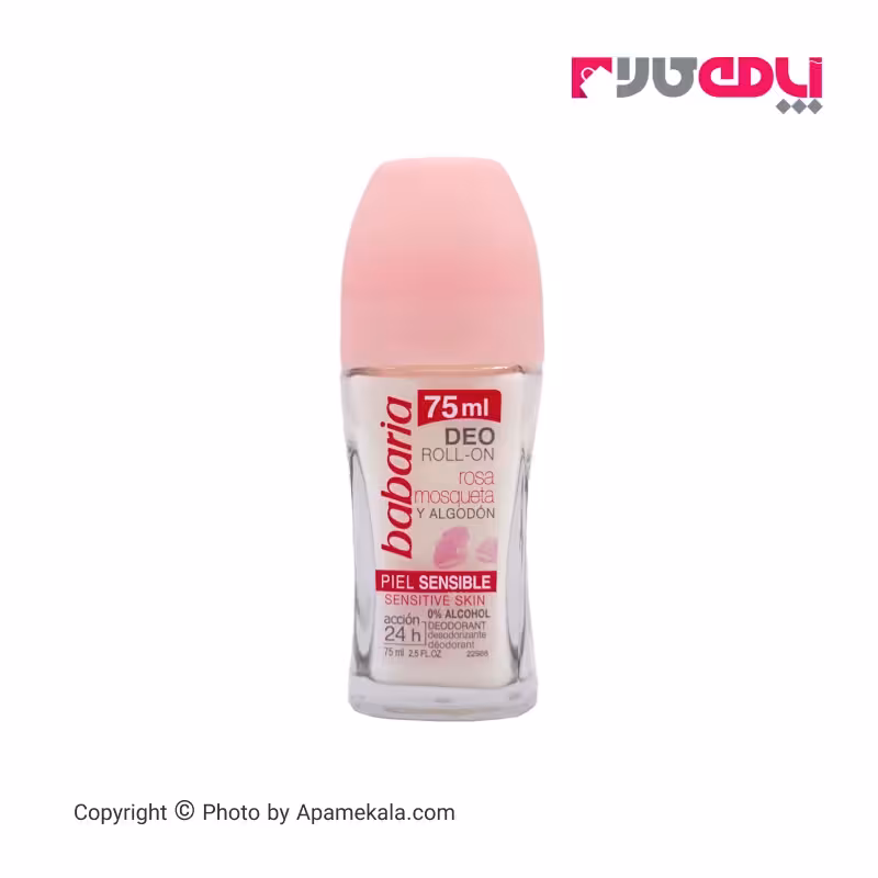 رول ضد تعریق باباریا babaria رایحه گل رز مدل piel sensible حجم 75 میل