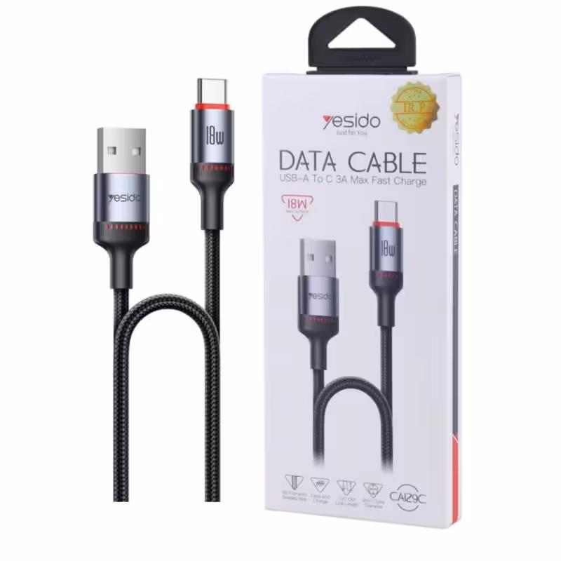 کابل تایپ سی فست شارژ 18 وات یسیدو CA129 طول 1.2 متر