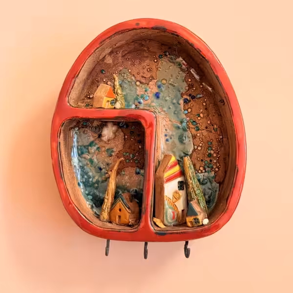 جاکلیدی کلبه گلدان دار طرح دو