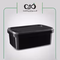 ظرف یکبار مصرف مایکروویوی مستطیل 1500 مشکی پولاد پویش با درب شفاف (150عددی)