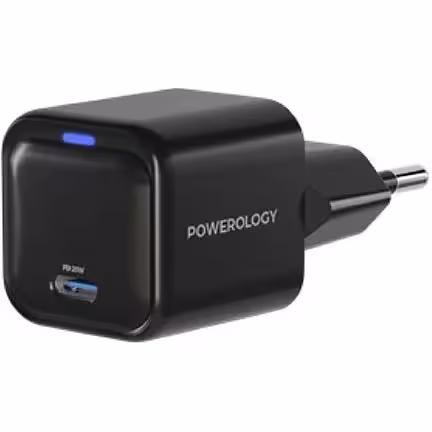 شارژر دیواری پاورولوژی Powerology Ultra-Compact GaN Charger PWCUQC015 توان 20 وات