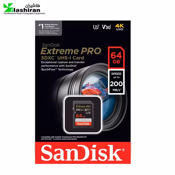 کارت حافظه سنديسک SanDisk 64GB Extreme PRO SDHC Card 200MB/s