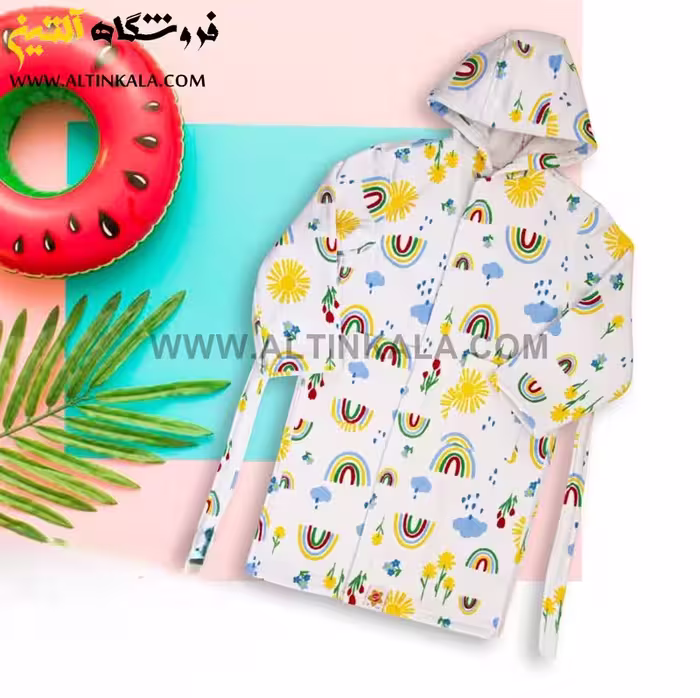 حوله پالتویی کودک پودایران طرح رنگین کمان سایز 70