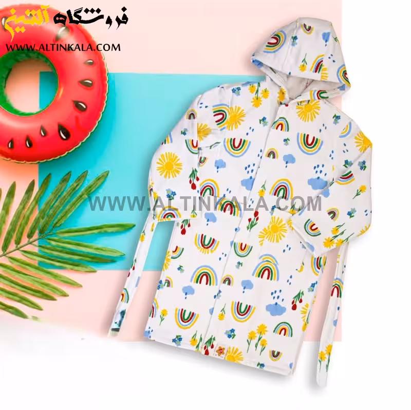 حوله پالتویی کودک پودایران طرح رنگین کمان سایز 70