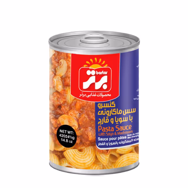 کنسرو سس ماکارانی با سویا و قارچ برتر 420 گرمی