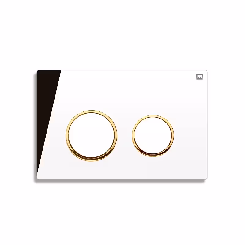 کلید فلاش تانک ایران مدل گرد کروم با رینگ طلایی (کد 15)