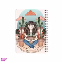 دفترچه یادداشت 80 برگ بامبیلیپ مدل چوبی طرح دختر و گلدان هایش کد 3223115