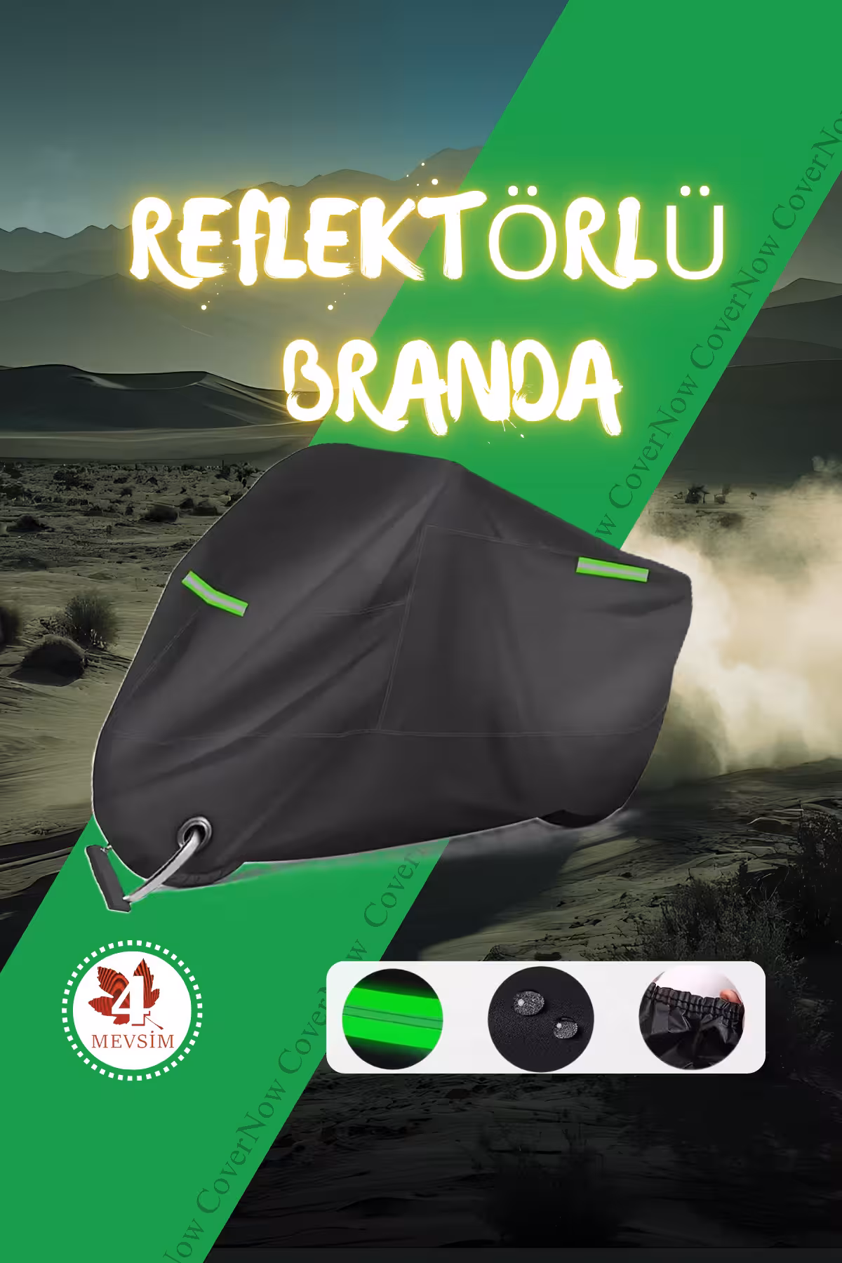 چادر موتورسیکلت مشکی SPORT HONDA CBB 954 RR موتور BRANDA GREEN بازتابنده سیاه AutoEN