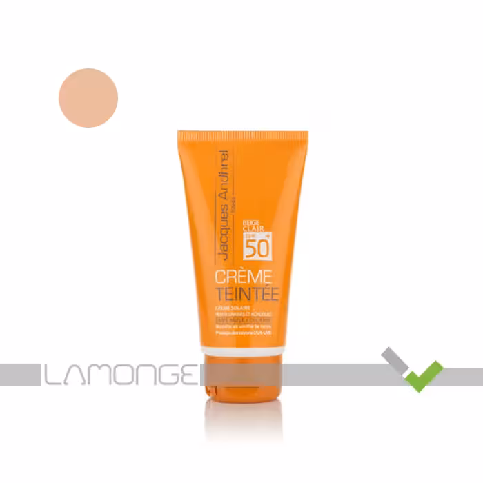 کرم ضد آفتاب SPF50 بژ روشن ژاک آندرل پاریس مناسب پوست چرب و مستعد آکنه حجم 50 میلی لیتر