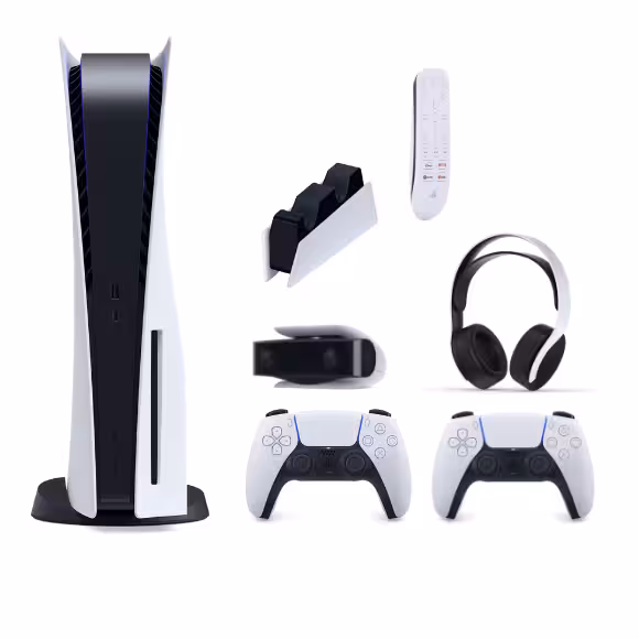 باندل کنسول بازی سونی آسیا مدل پلی استیشن (Playstation 5 (1200 Drive به همراه یک هدست و یک پایه شارژر و یک دوربین و یک ریموت و یک دسته بازی