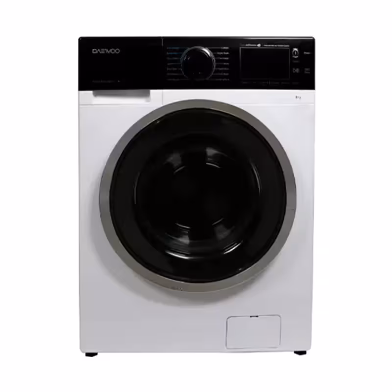 ماشین لباسشویی اتوماتیک دوو مدل LM-850WB ظرفیت 8 کیلوگرم سفید پنل مشکی