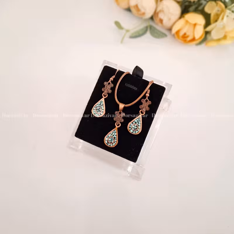 نیم ست مس و فیروزه اشک