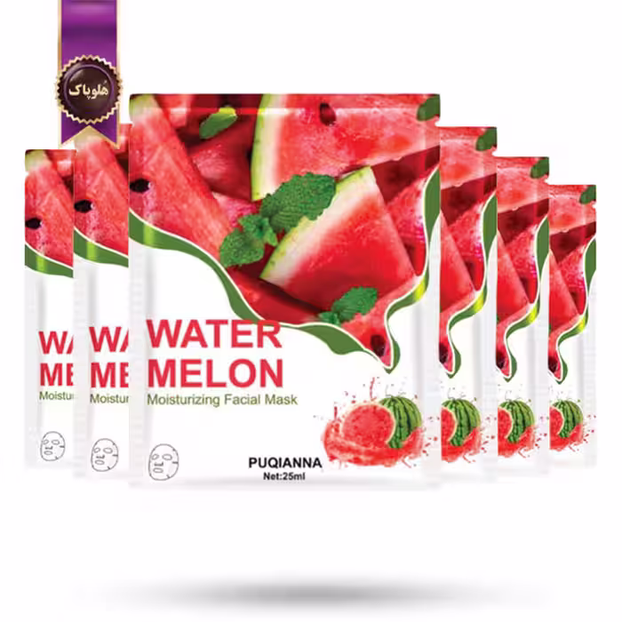 6 عدد ماسک صورت ورقه‌ ای پوکیانا PUQIANNA مدل عصاره هندوانه Water melon پک 1 عددی (اورجینال)