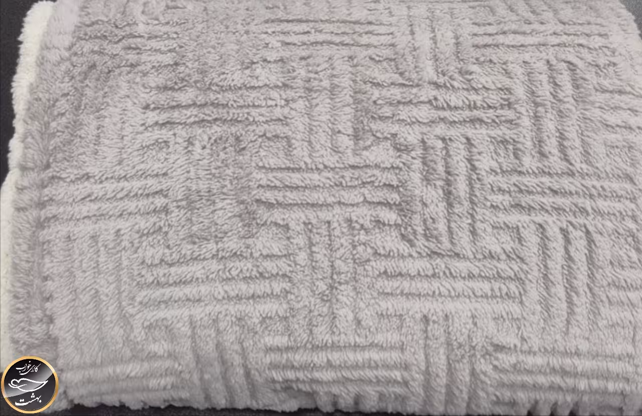 پتو دونفره پشت تدی (طوسی روشن)