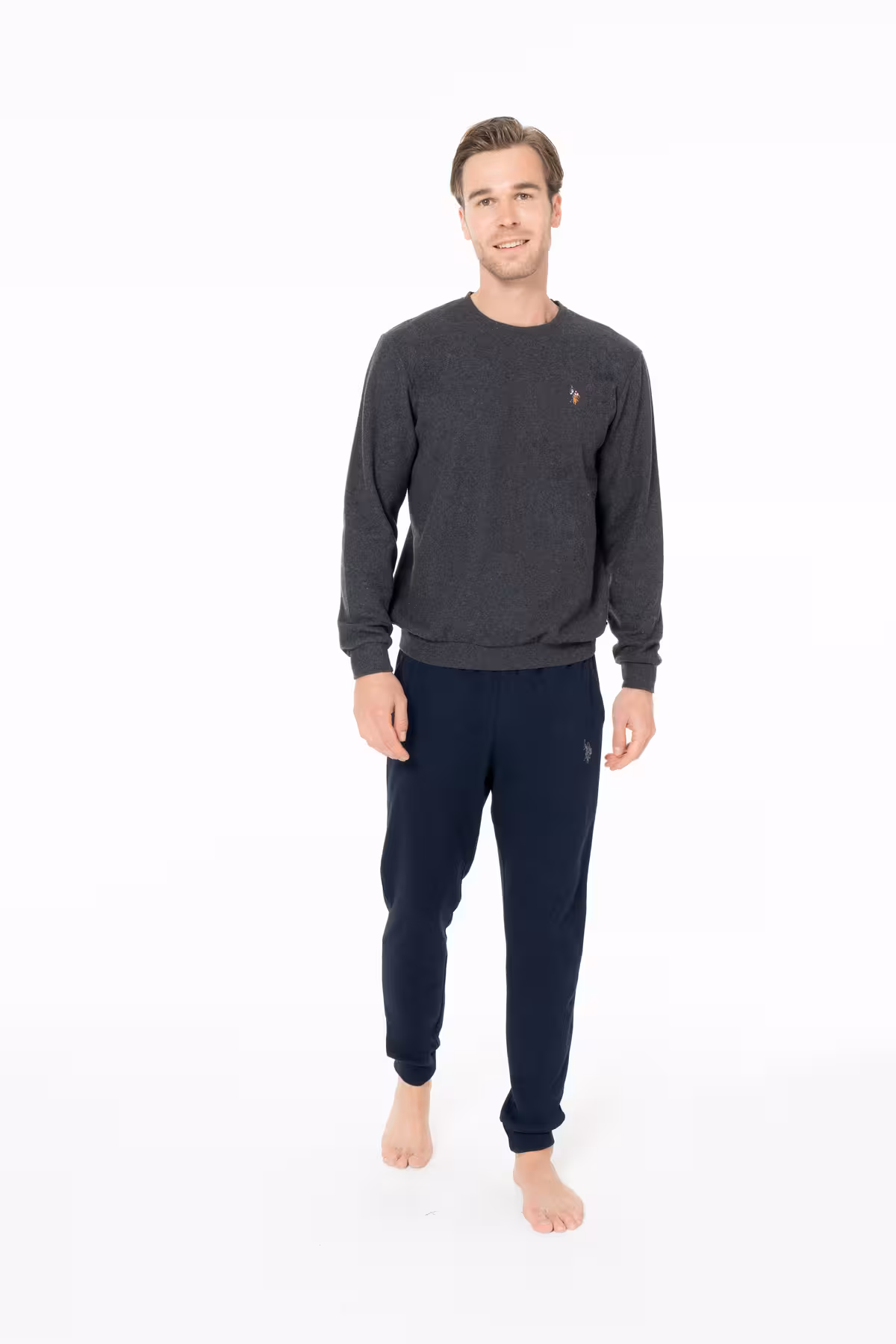 ست پیژامه مردانه گردن دوچرخه مردان مستقیم مجموعه لباس خواب ANTHRACITE ANTRACIT BYNVA18I99U5 GRANT U.S. Polo Assn.